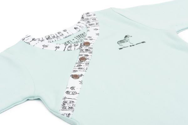 Finn + Emma Miami Zoo Collection Long Sleeved BodySuit In Pastel Turquoise
