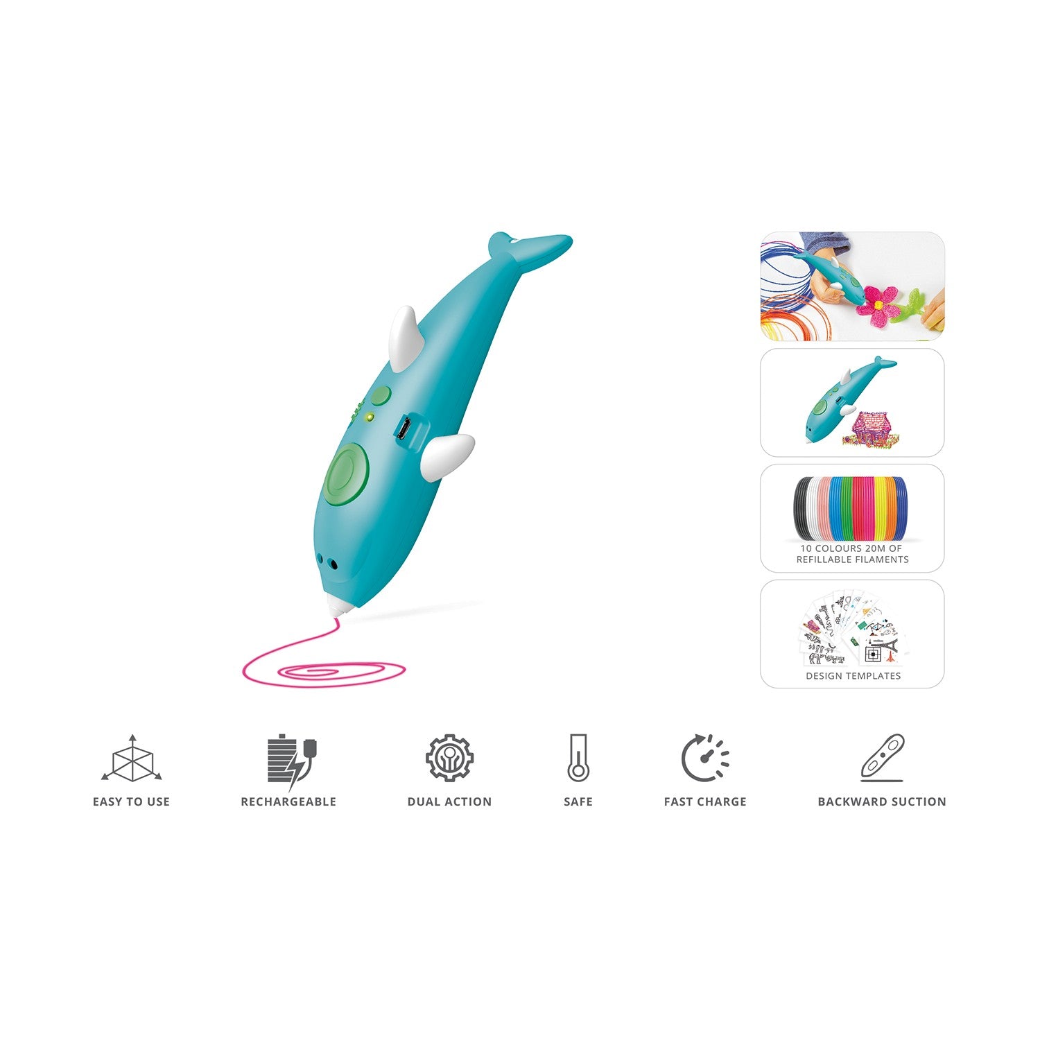 myFirst 3dPen Dolphin, un stylo pour enfant qui permet de dessiner en 3D -  NeozOne