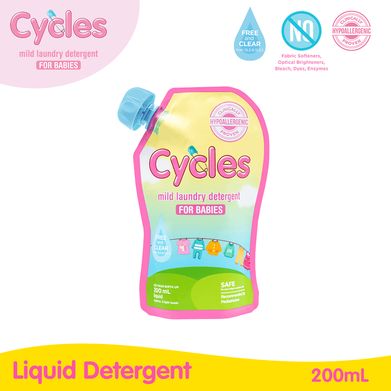 Cycles Mild Laundry Liquid Detergent 200mL Travel Pack