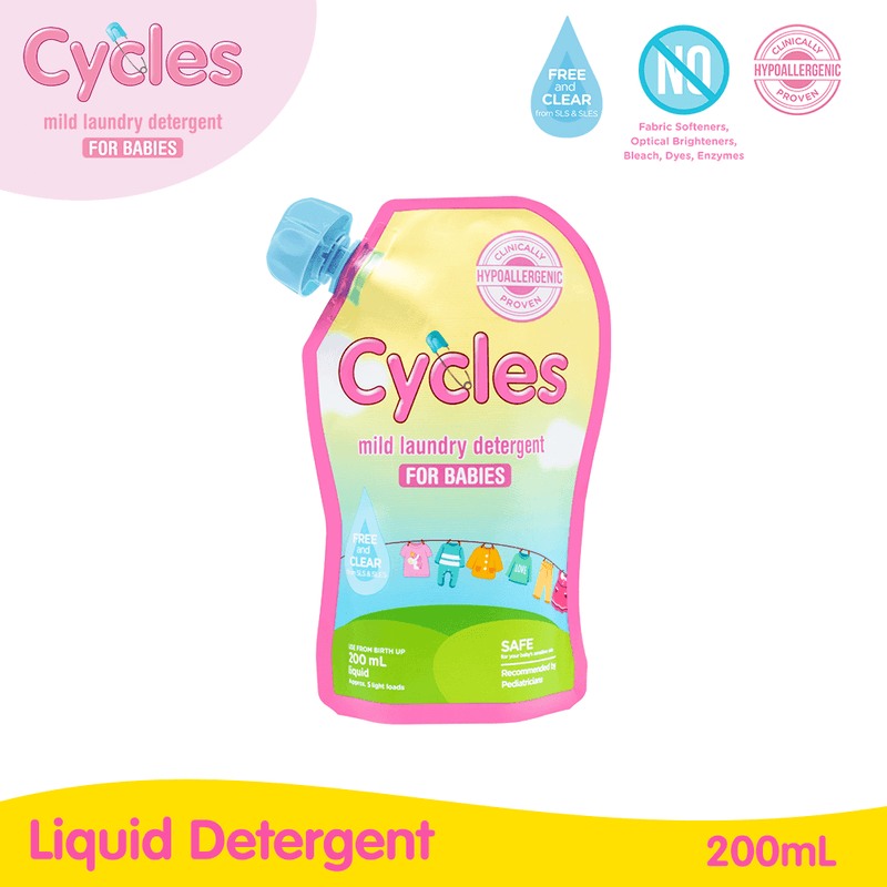 Cycles Mild Laundry Liquid Detergent 200mL Travel Pack
