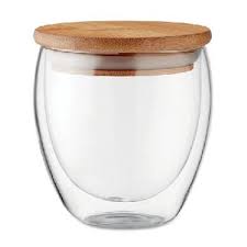 EZ Depot Double Wall Glass with Bamboo Lid