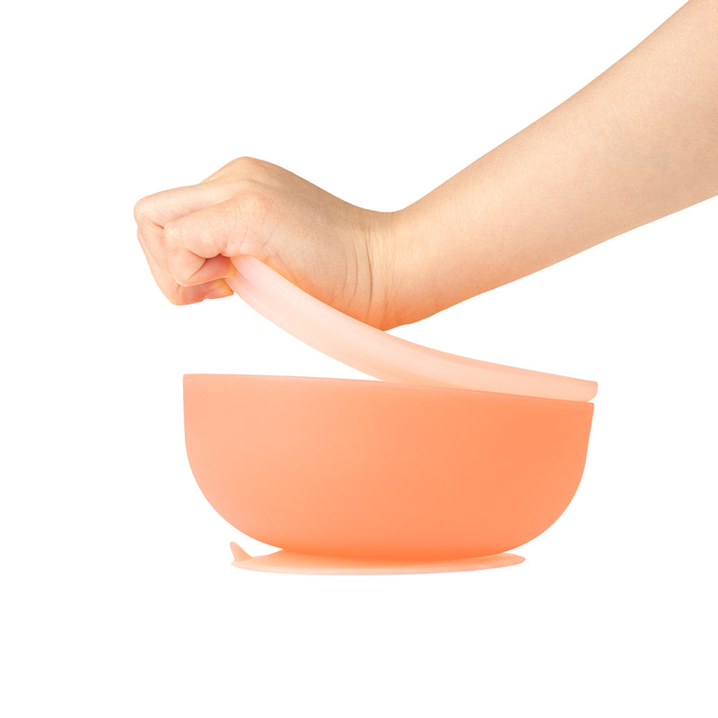 Suction Bowl with Lid Coral