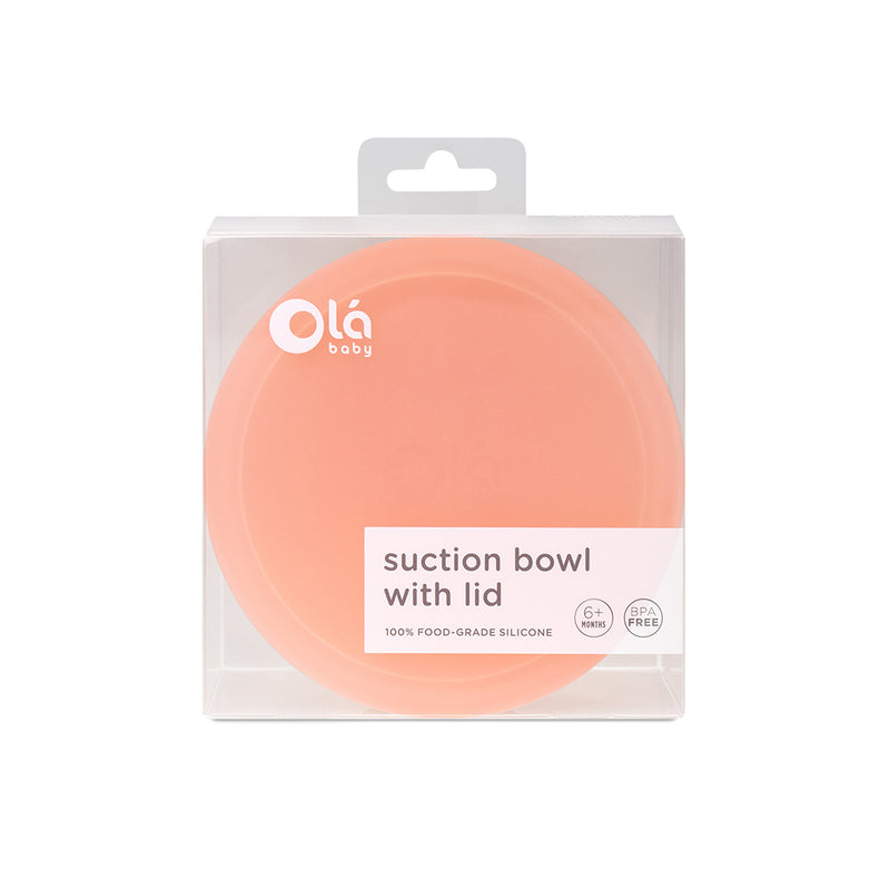 Suction Bowl with Lid Coral