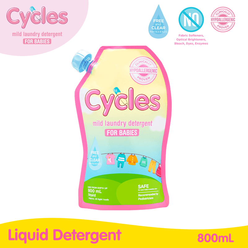 Cycles Mild Laundry Liquid Detergent 800mL Refill Pack