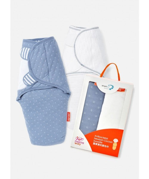 Antibacterial Newborn Cocoon Swaddle ( Pack of 2), white/Blue