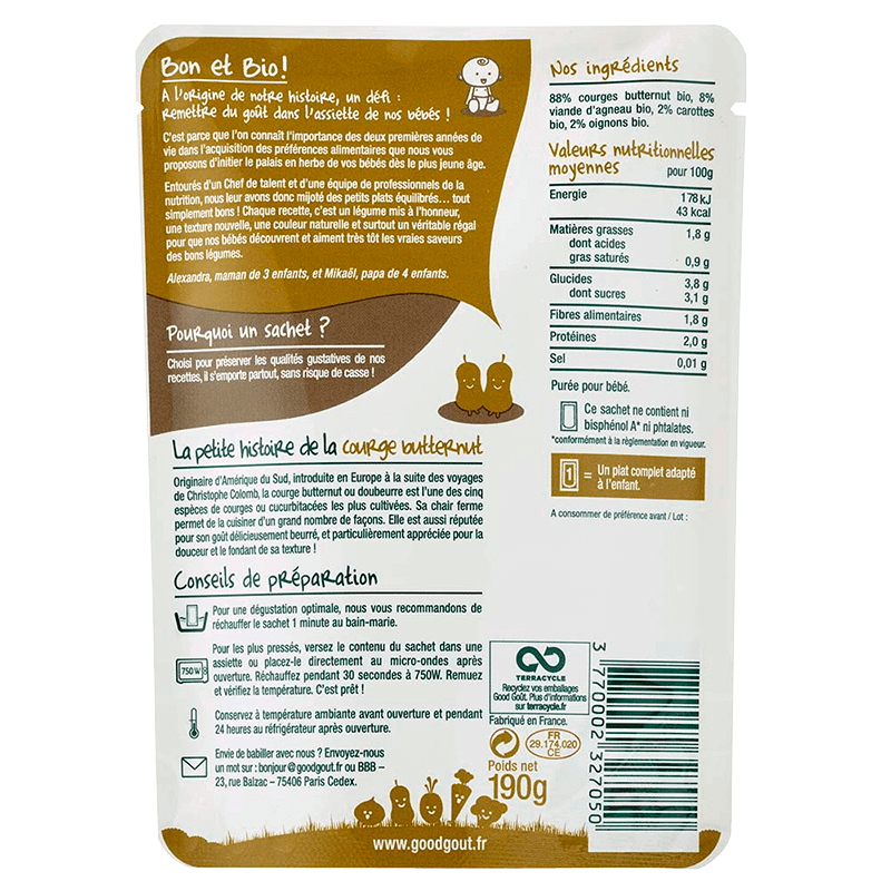 Good Goût  - Butternut Squash and Lamb 190g (6 mos)