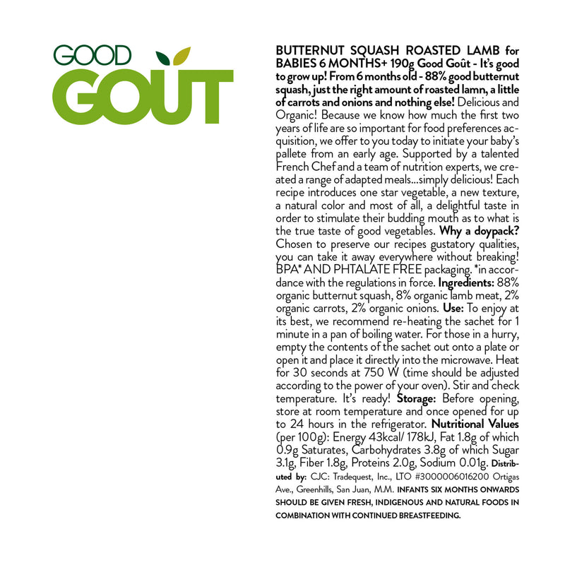 Good Goût  - Butternut Squash and Lamb 190g (6 mos)