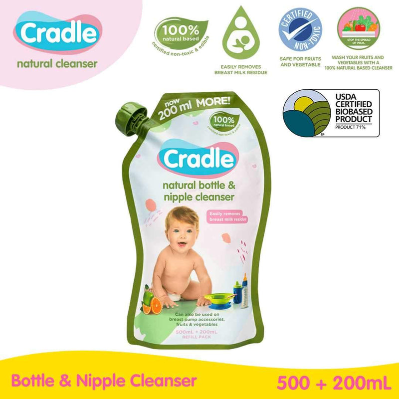 Cradle Natural Bottle & Nipple Cleanser 700mL Refill Pack