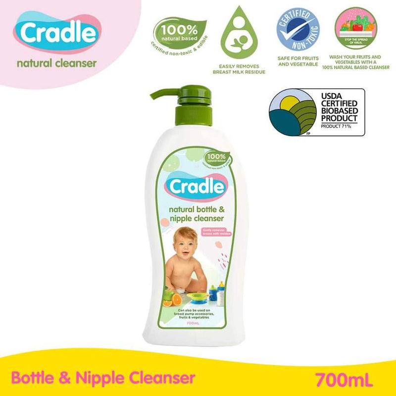 Cradle Natural Bottle & Nipple Cleanser 700mL Pump Bottle