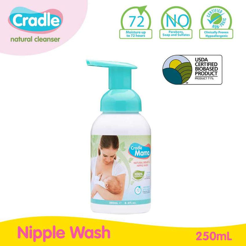 Cradle Mama Natural Breast & Nipple Wash 250mL Foam Bottle