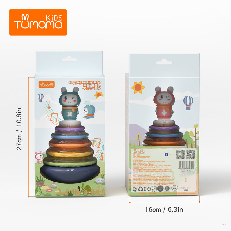 Tumama Kids Cute bunny plastic coloful stacking tower classic rabbit puzzble baby tumbler toy
