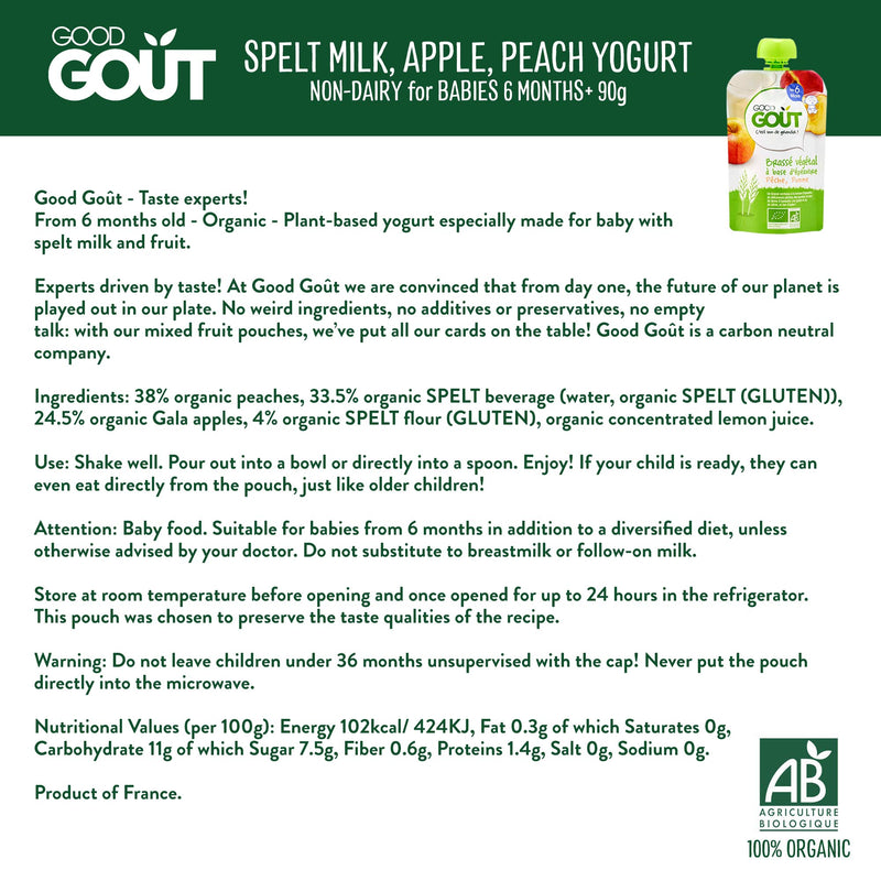 Good Goût  - Spelt Milk, Apple, Peach Non-Dairy Yogurt 90g