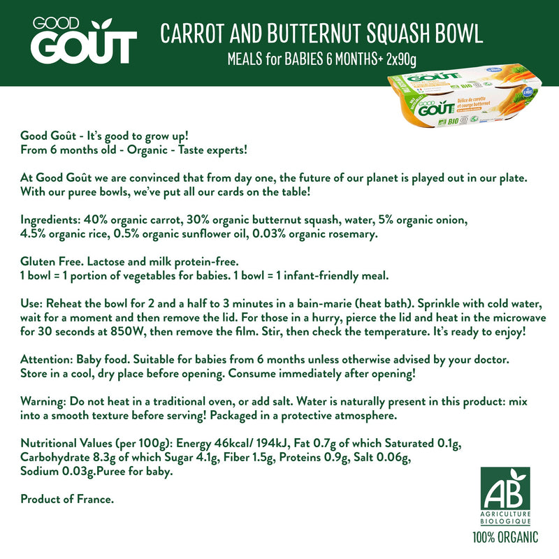 Good Goût  - Carrot and butternut squash 2x190g (6mos)
