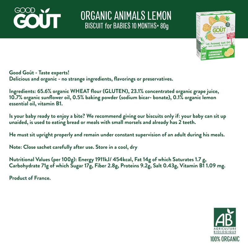 Good Goût - Organic Animals Lemon 80g (Expiry: March 26 ,2022)