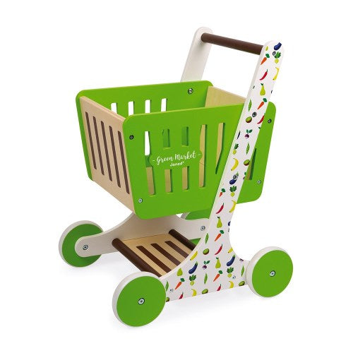 Green Market Wooden Shopping Trolley