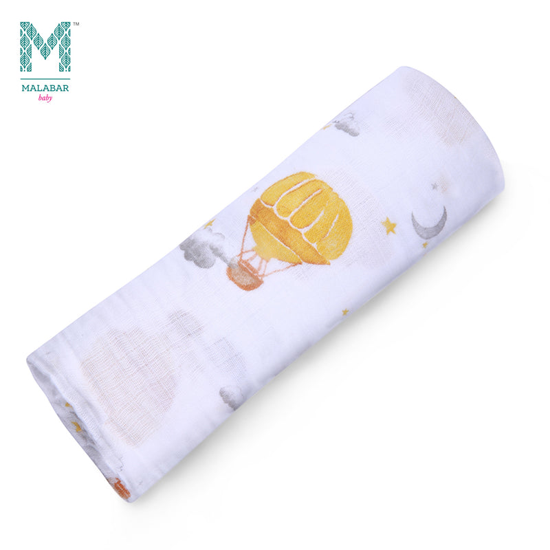 Malabar Baby Organic Muslin Single Swaddle - Hot Air Balloon