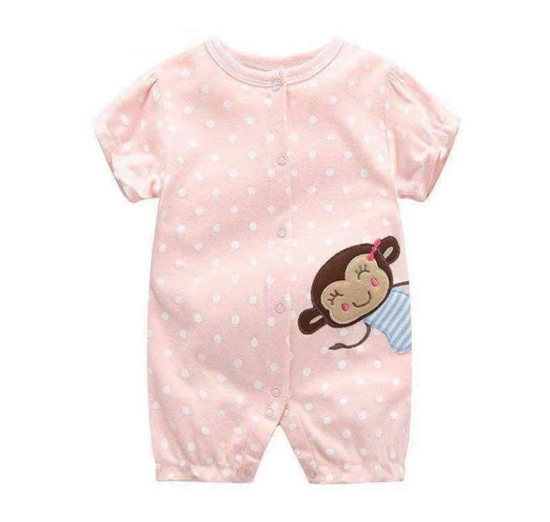 Starkids Branded Onesies White Polka Dot Monkey