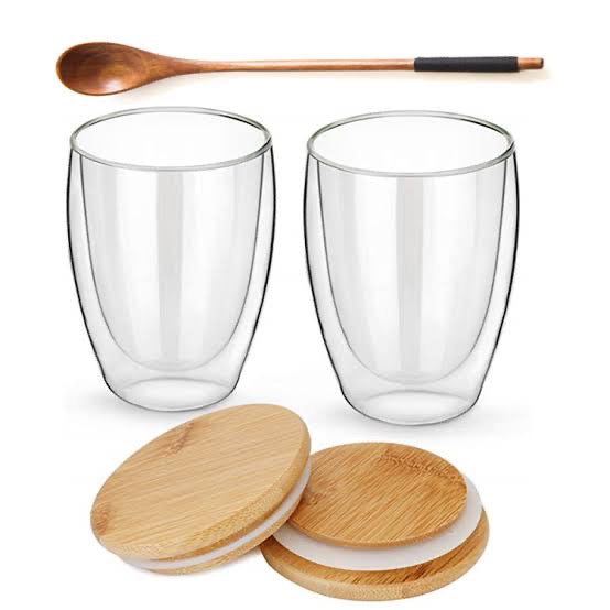 Bamboo Lid for Double Wall Glass