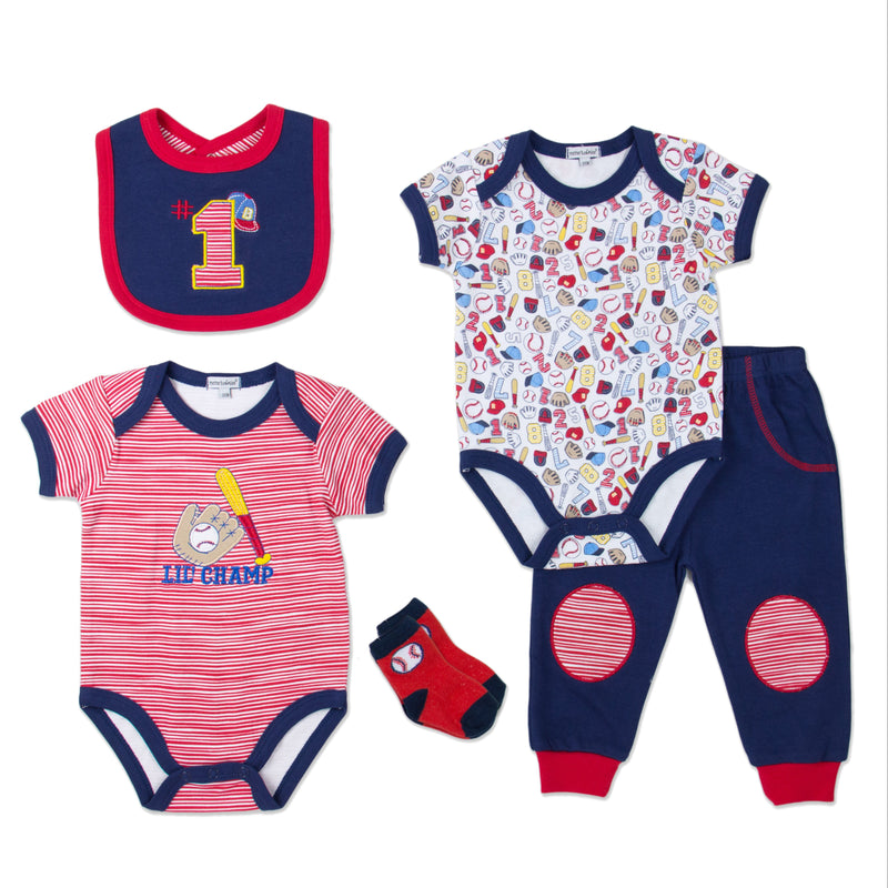 Mothers Choice Baby 5 Pack Layette Set Baseball