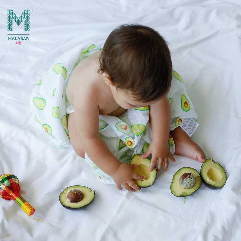 Malabar Baby Organic Muslin Single Swaddle - Avocado