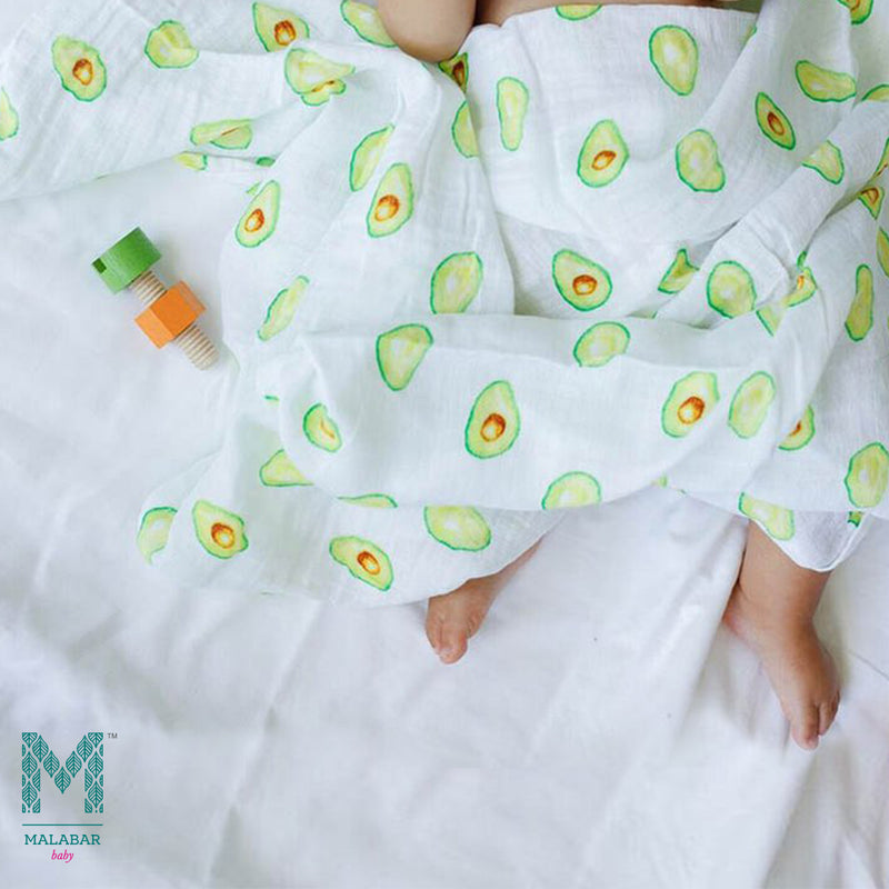 Malabar Baby Organic Muslin Single Swaddle - Avocado