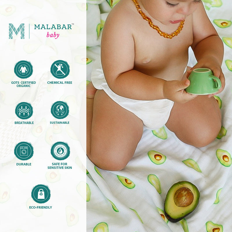 Malabar Baby Organic Muslin Single Swaddle - Avocado