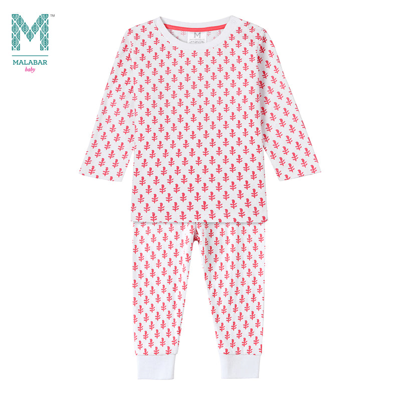 Malabar Baby Organic Knit Pajamas - Pink City 6 to 12 months & 2 to 10 years old with FREE MASK
