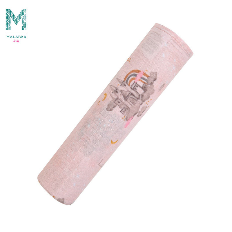 Malabar Baby Organic Muslin Single Swaddle - Pink Castle