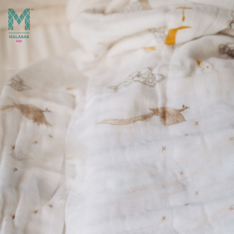 Malabar Baby Organic Muslin Snug Blankets (Reversible)  - Peace on Earth