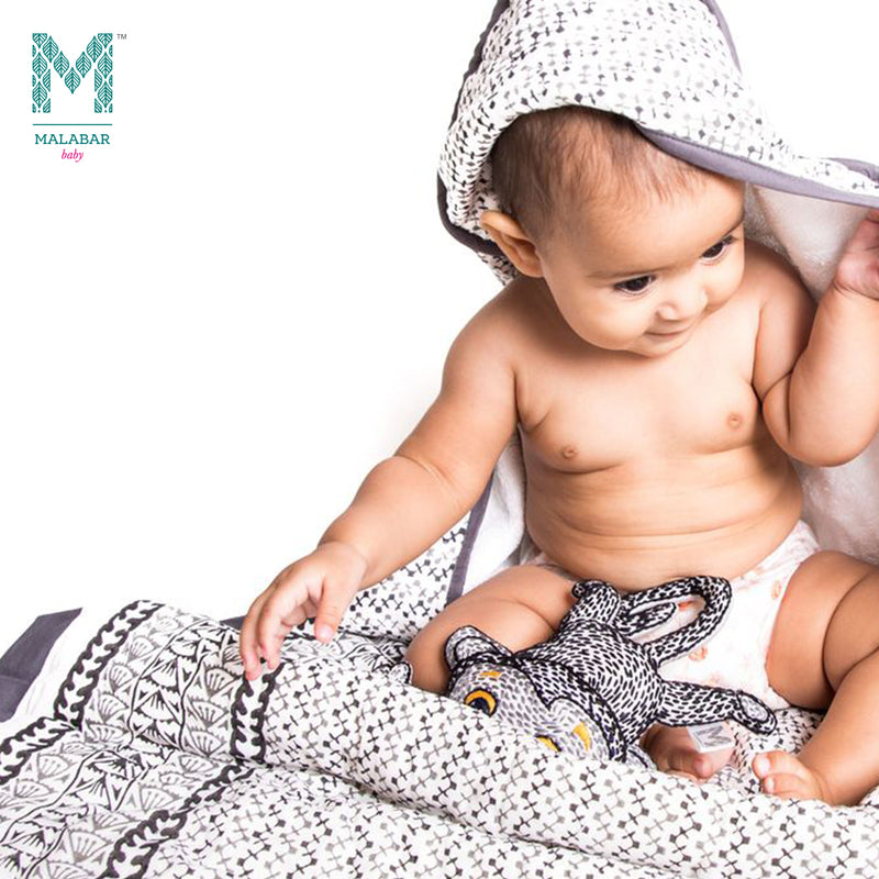 Malabar Baby Handmade Block-Printed Towels- Greenwich