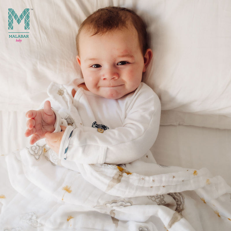 Malabar Baby Organic Muslin Snug Blankets (Reversible)  - Peace on Earth
