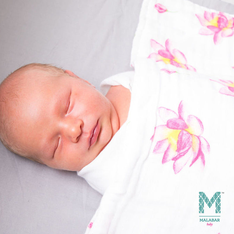 Malabar Baby Organic Muslin Snug Blankets (Reversible)  - Lotus