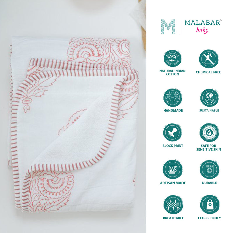 Malabar Baby Handmade Block-Printed Towels-Pink City