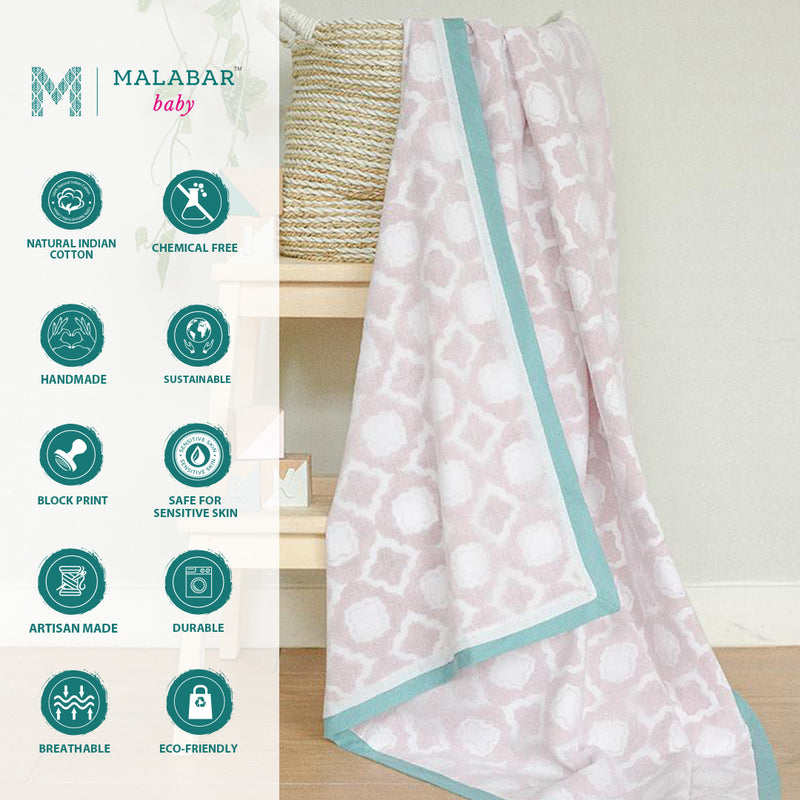 Malabar Baby Block-Printed Dohar Receiving - Miami