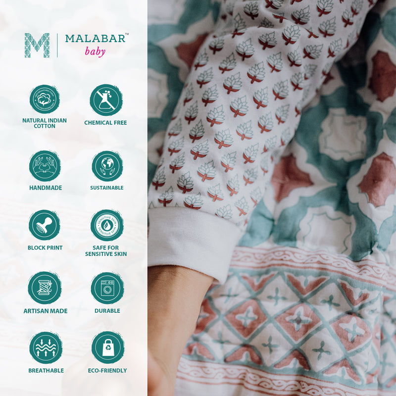 Malabar Baby Organic Knit Pajamas - Miami 6 to 12 months & 2 to 10 years old with FREE MASK