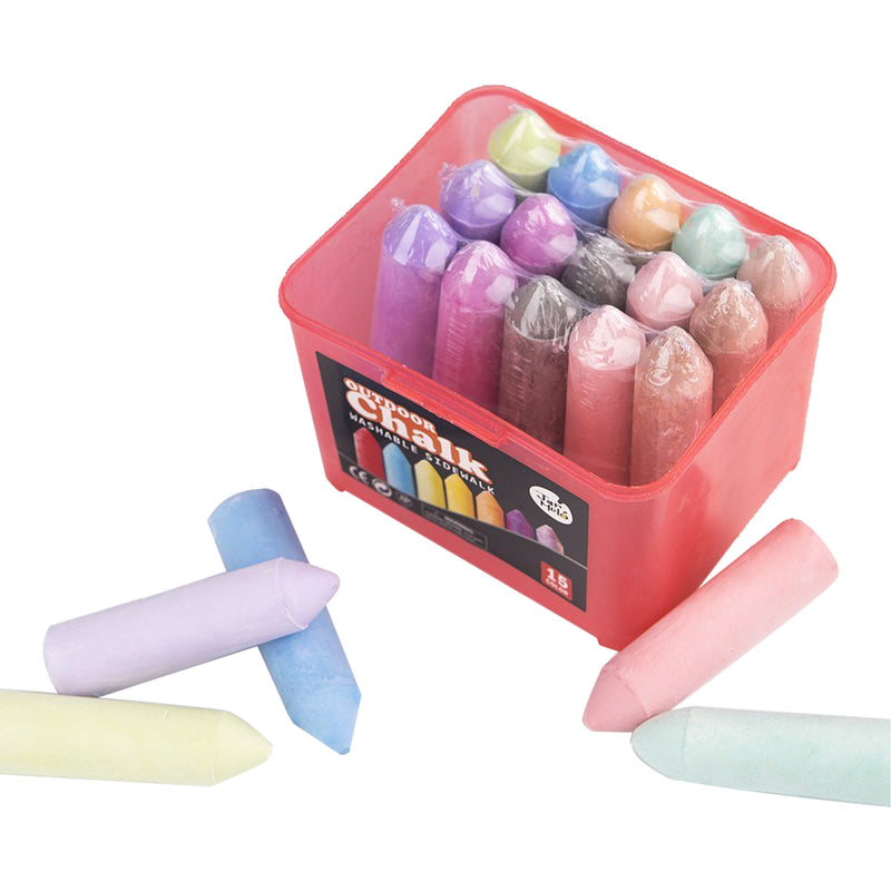 Washable Sidewalk Chalk - 15 Colors 20 Pieces Set