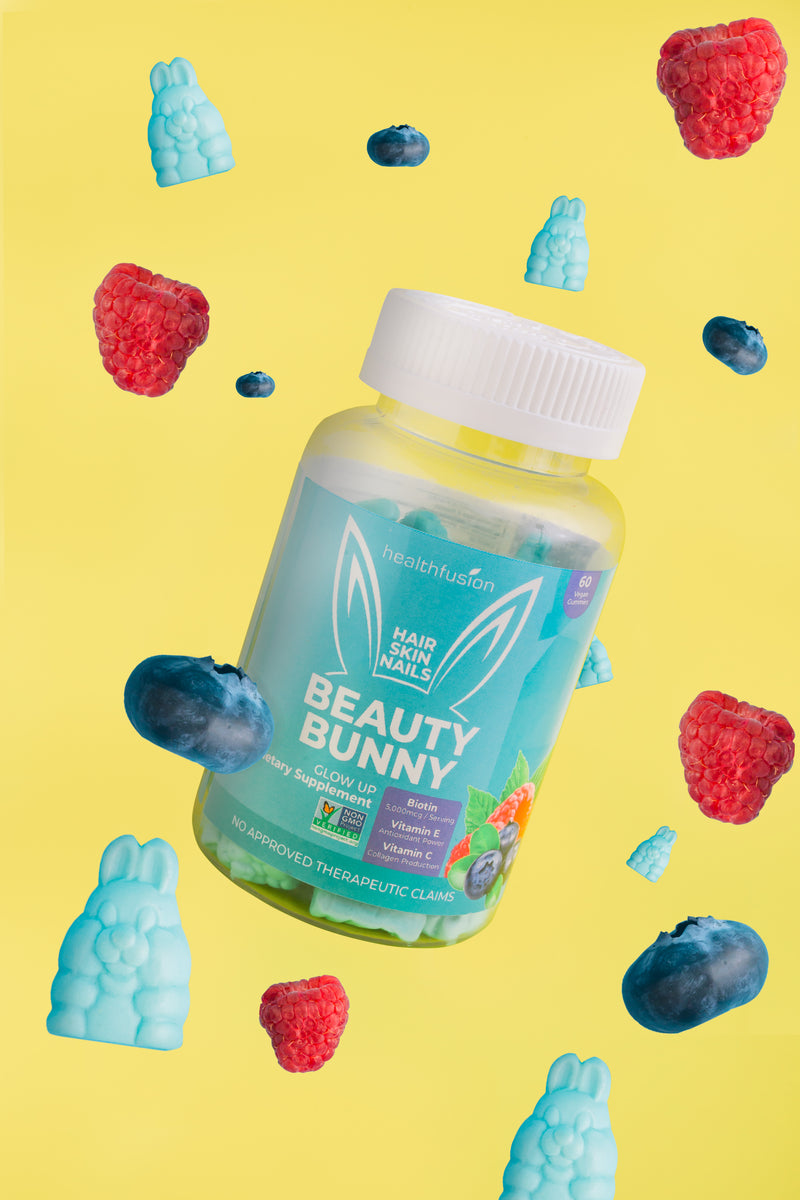 Beauty Bunny for Hair, Skin, Nails with 5,000mcg Biotin (60 Gummies)