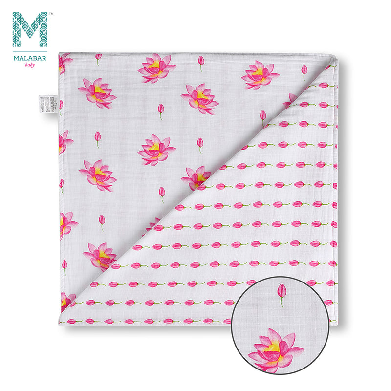Malabar Baby Organic Muslin Snug Blankets (Reversible)  - Lotus