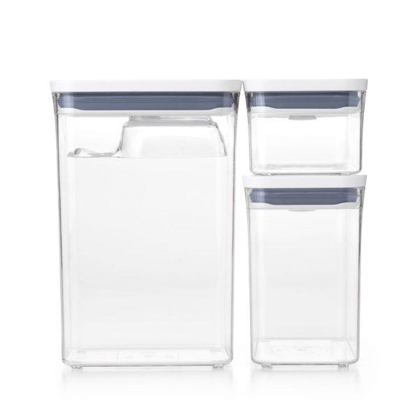 Oxo Pop  Container, Three-Piece Rectangle Set with Scoop