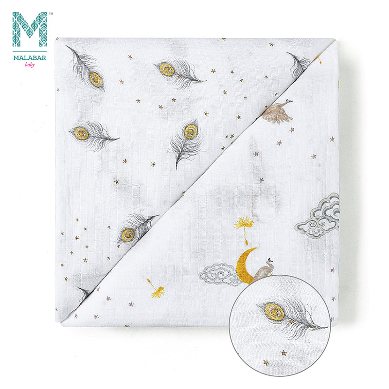 Malabar Baby Organic Muslin Snug Blankets (Reversible)  - Peace on Earth