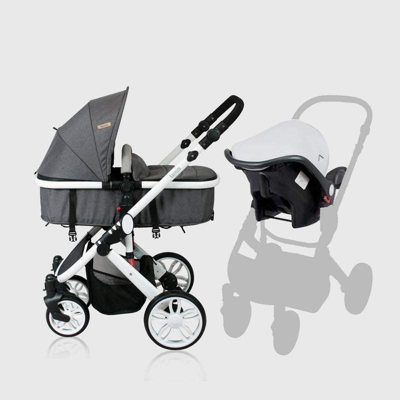 Sydney Stroller with Car Seat - White Frame