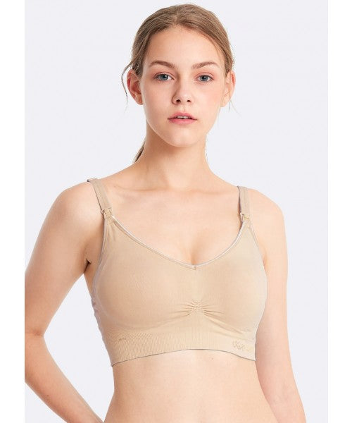 Ultralight Antibacterial Seamless Nursing Bra, Nude