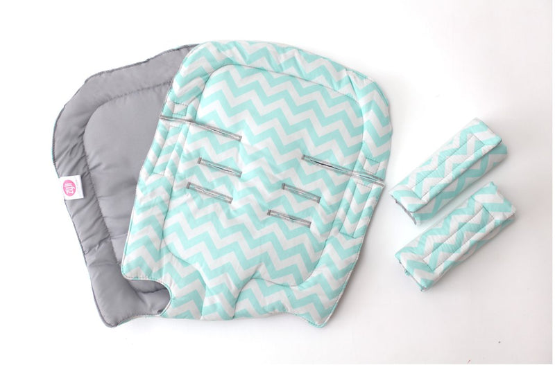 Zyji Universal Stroller Pad Set Chevron Green