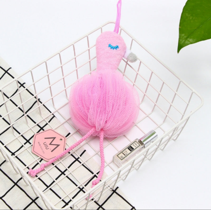 Bath Sponge Mesh Ball Exfoliator Flamingo design