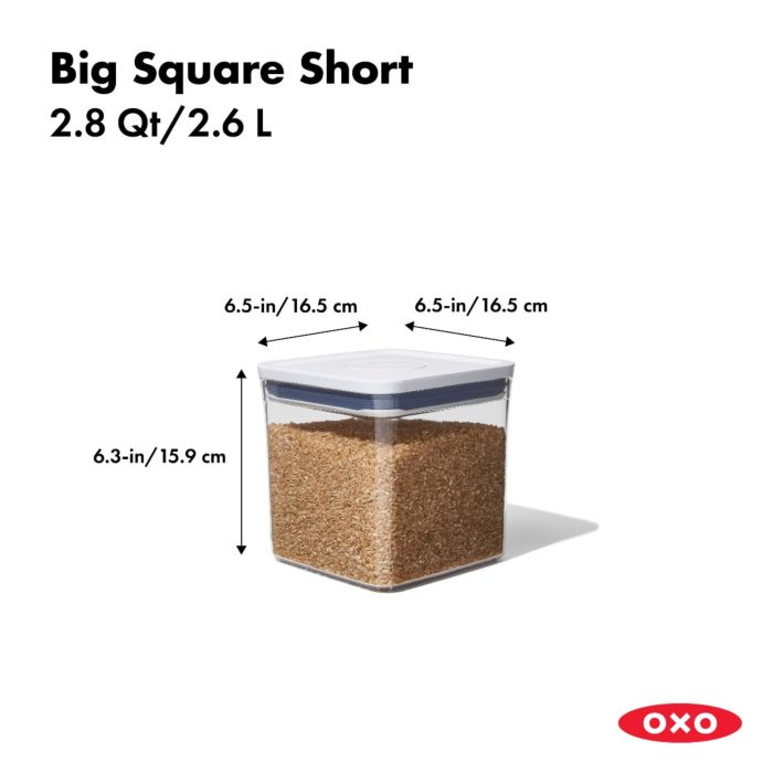 Oxo Pop Container Big Square Short 2.8 Qt.