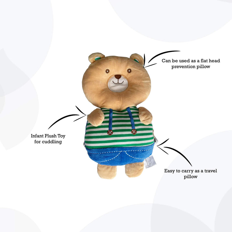Infantway huggabear 2-in-1 infant plush toy and head protective pillow