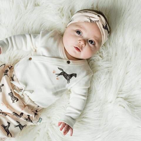 Finn + Emma Wild Horses Collection Long Sleeved Bodysuit in Egret White