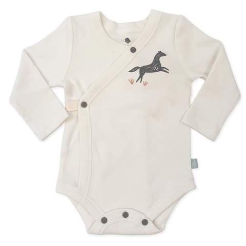 Finn + Emma Wild Horses Collection Long Sleeved Bodysuit in Egret White