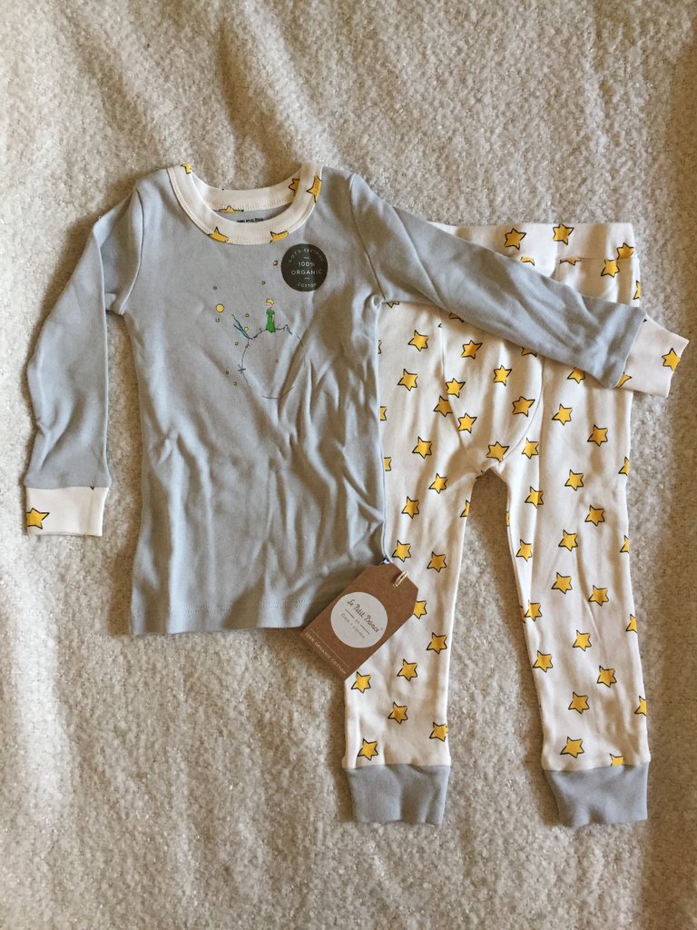 Finn + Emma Little Prince Grey & Yellow Stars Pajamas