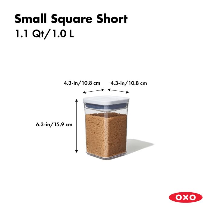 Oxo Pop Container Small Square Short 1.1 QT